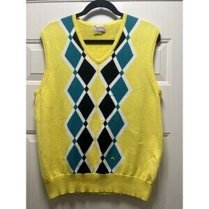 J. Lindeberg Argyle Golf Sweater Vest L 100% Cotton Preppy Revival Golfcore